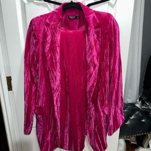 NASTY GAL Crushed Velvet Co-Ord Single Breasted Blazer
